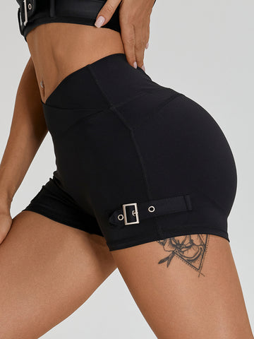 ZASUWA Female Button V-shape Waist Cargo Style Shorts