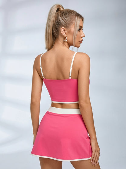 Tennis-Set mit Bustier und Kontrastborten