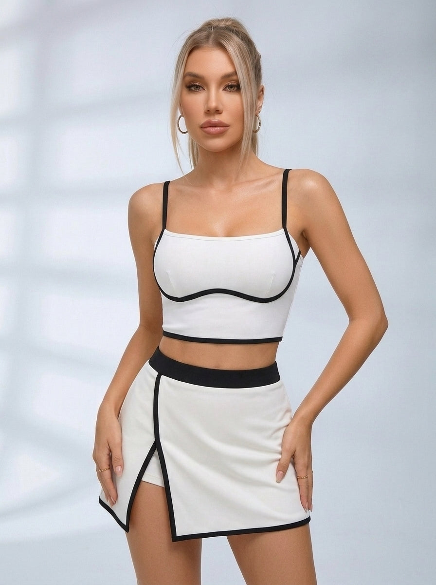 Tennis-Set mit Bustier und Kontrastborten