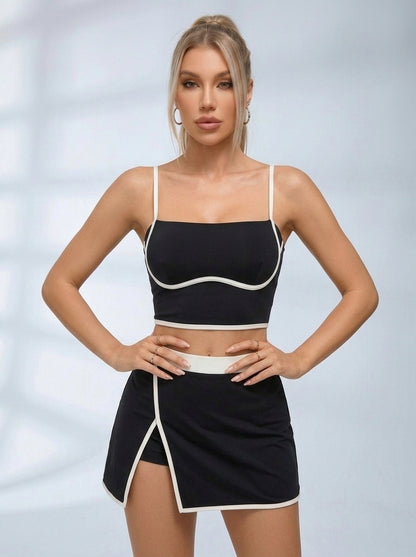 Tennis-Set mit Bustier und Kontrastborten