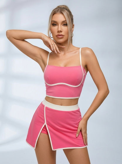 Tennis-Set mit Bustier und Kontrastborten