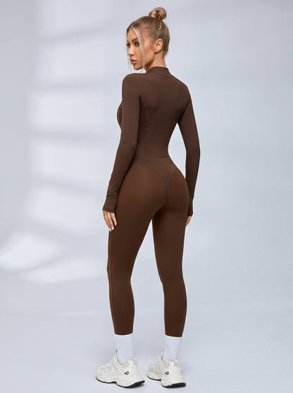 Sexy Reißverschluss-Fleece-Jumpsuit