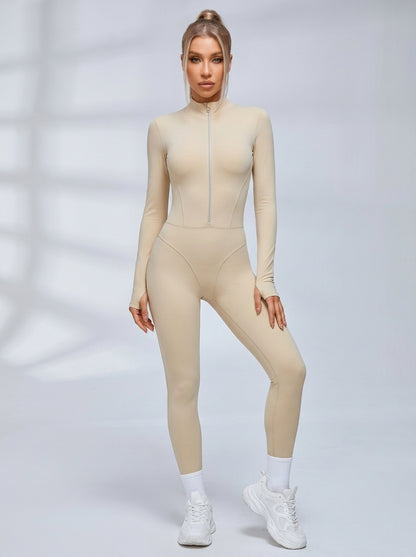 Sexy Reißverschluss-Fleece-Jumpsuit