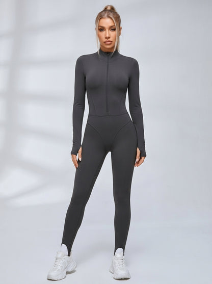Sexy Reißverschluss-Fleece-Jumpsuit