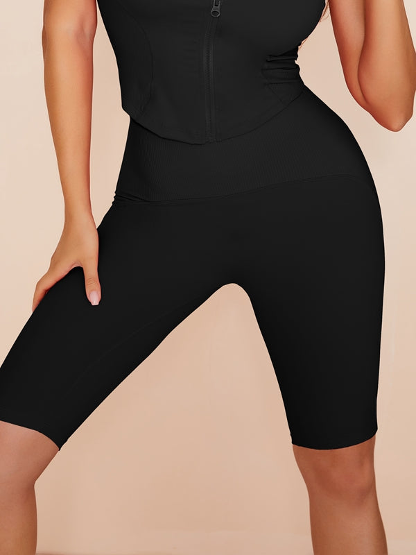 Einfarbige Spandex-Gym-Po-Shorts mit Po-Lift