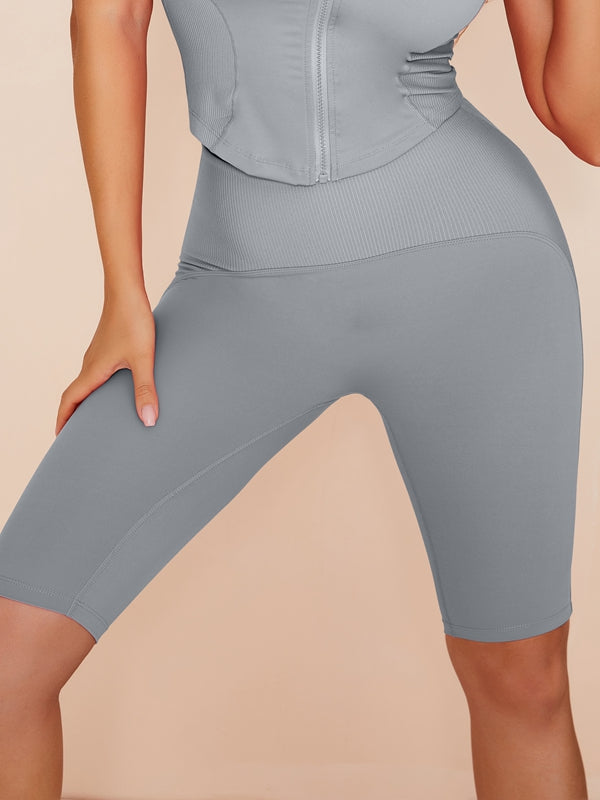 Einfarbige Spandex-Gym-Po-Shorts mit Po-Lift