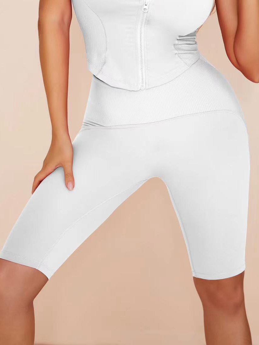 Solid Color Zipper Fashion Short Tracksuit