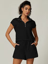 ZASUWA Female Casual Stand Collar Short Sleeves