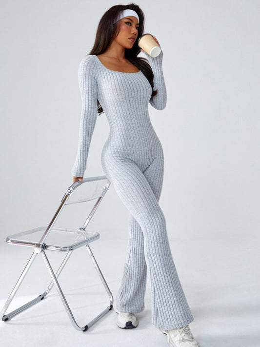ZASUWA Female Ribbed Flare Jumpsuit