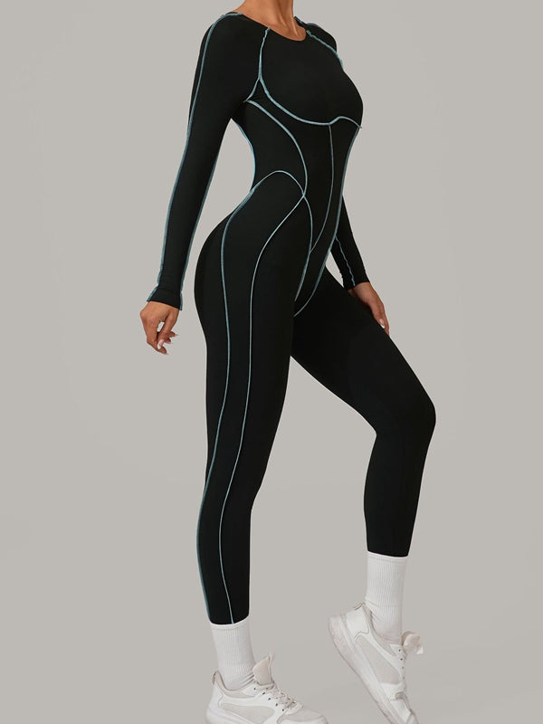 Sexy Backless Contrast Color Stripes Jumpsuit