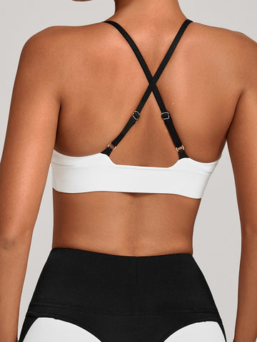 ZASUWA Female Contrast Color Cross Back Sports Bras