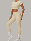 ZASUWA Female Sexy Round Collar Cropped Short Sleeves