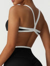 ZASUWA Female Sexy Contrast Color Stripe Cross Back Sports Bras