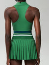 ZASUWA Female V-Collar Pleated 2 In 1 Tennis Skirts Suit