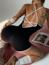 ZASUWA Female Contrast Color Cross Back Romper