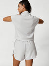 ZASUWA Female Casual Stand Collar Short Sleeves