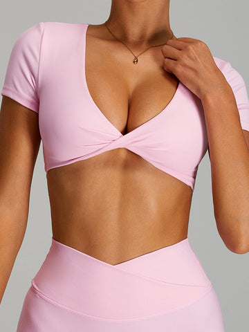 ZASUWA Female Twist Hollow Out Short Sleeves