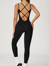ZASUWA Female Sexy Cross Back Flare Jumpsuit