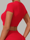 ZASUWA Female Sexy Round Collar Cropped Short Sleeves