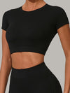 ZASUWA Female Sexy Round Collar Cropped Short Sleeves