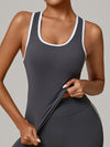 ZASUWA Female Contrast Color Stripe Herat-shape Collar Tank