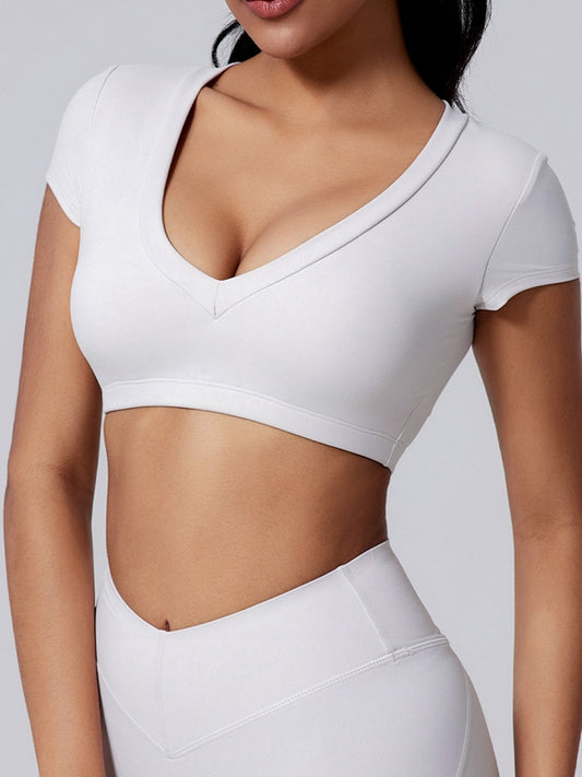 ZASUWA Female V Collar Backless Short Sleeves