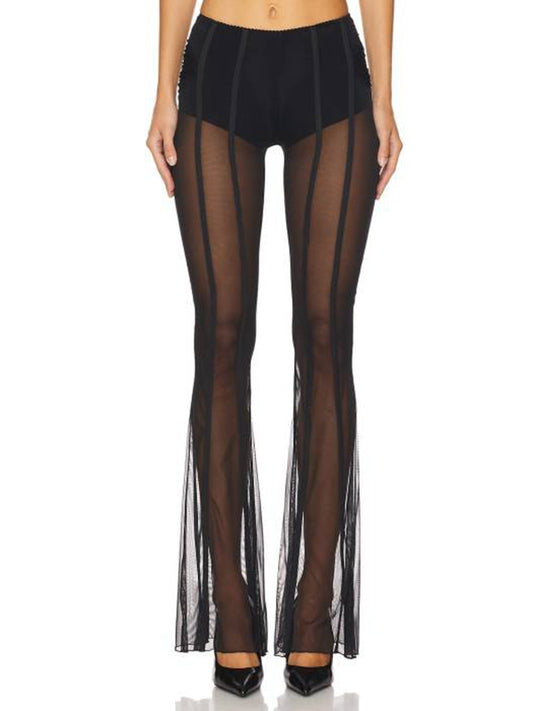 🖤ZASUWA Female  Sheer Mesh Flare Leggings
