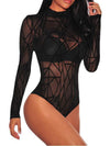 ZASUWA Female Leopard Print Mesh Bodysuit