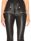 ZASUWA Female Faux Leather Zipper Lace-up Flare Leggings
