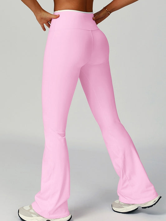 ZASUWA Female Contrast Color Stripe High-rise Flare Leggings