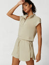 ZASUWA Female Casual Stand Collar Short Sleeves