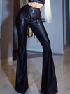 ZASUWA Female Sexy Faux Leather Push Up Design Lace-up Flare Leggings