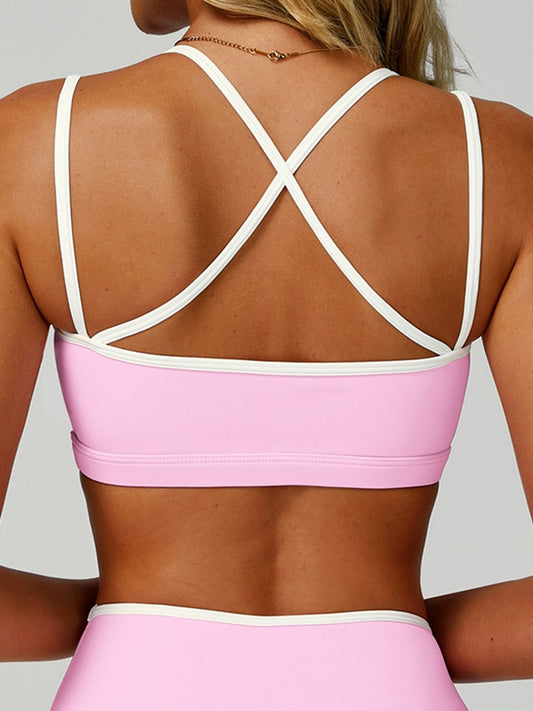ZASUWA Female Contrast Color Cross Back Sports Bras