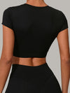 ZASUWA Female Sexy Round Collar Cropped Short Sleeves