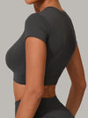ZASUWA Female Sexy Round Collar Cropped Short Sleeves