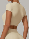 ZASUWA Female Sexy Round Collar Cropped Short Sleeves