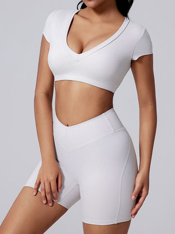 ZASUWA Female V Collar Backless V-shape Waist Hip-lift Short Tracksuit