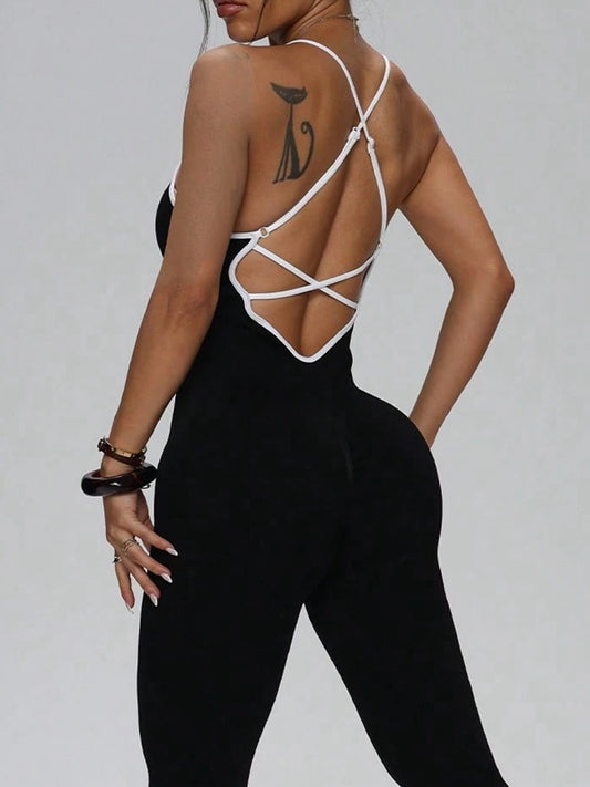 ZASUWA Female Contrast Color Cross Back Jumpsuit