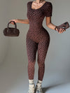ZASUWA Female Leopard Print Backless Jumpsuit
