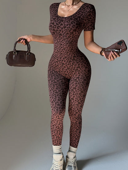 Leoparden-Overall mit Rückenausschnitt