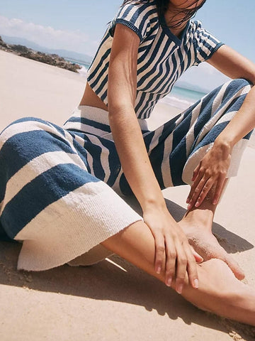 ZASUWA Female Sexy Contrast Color Stripes 2-Pieces Cover-up Without Bikini