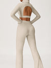 ZASUWA Female Backless Stand Collar Flare Tracksuit