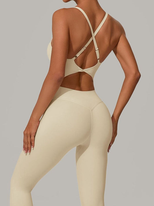 ZASUWA Female Sexy Cross Back U Collar Jumpsuit