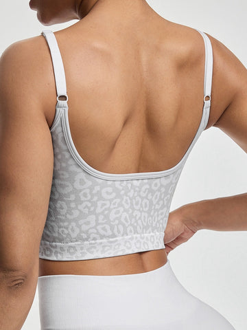 ZASUWA Female Backless Leopard Print Sports Bras