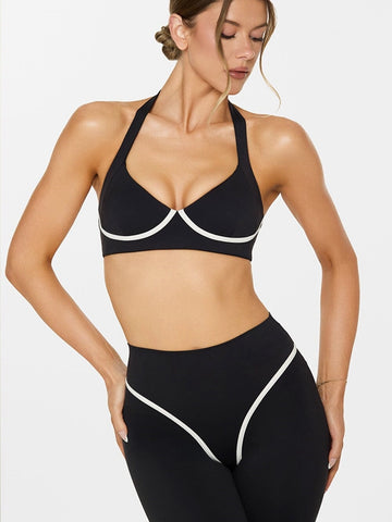 ZASUWA Female Stripes Backless Push-Up High-rise Tracksuit