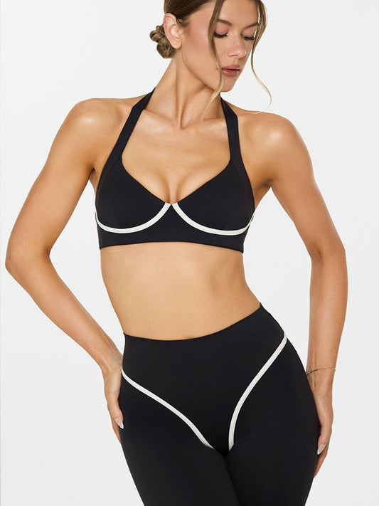 ZASUWA Female Stripes Backless Push-Up High-rise Tracksuit