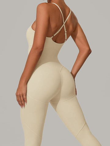 ZASUWA Female Sexy Cross Back Push-Up Jumpsuit