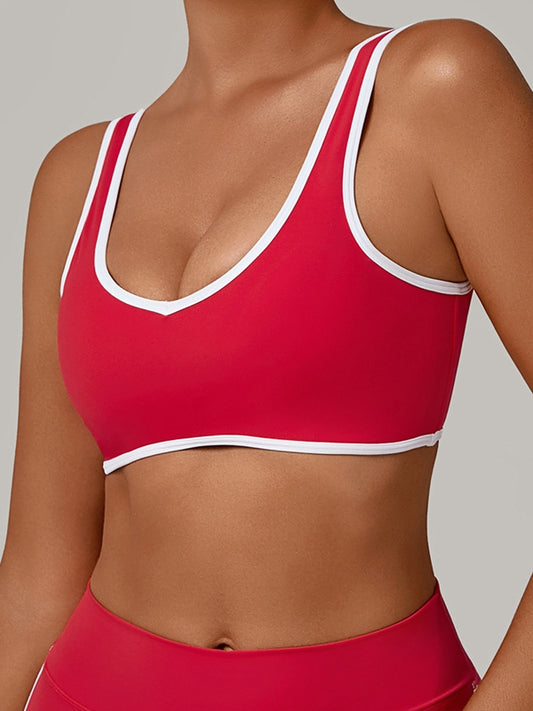 ZASUWA Female Contrast Color Stripe Backless Sports Bras