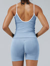 ZASUWA Female Stripes Seamless High-rise Short Tracksuit