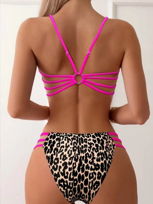 ZASUWA Female Sexy Leopard Print Contrast Color Design Bikini Set